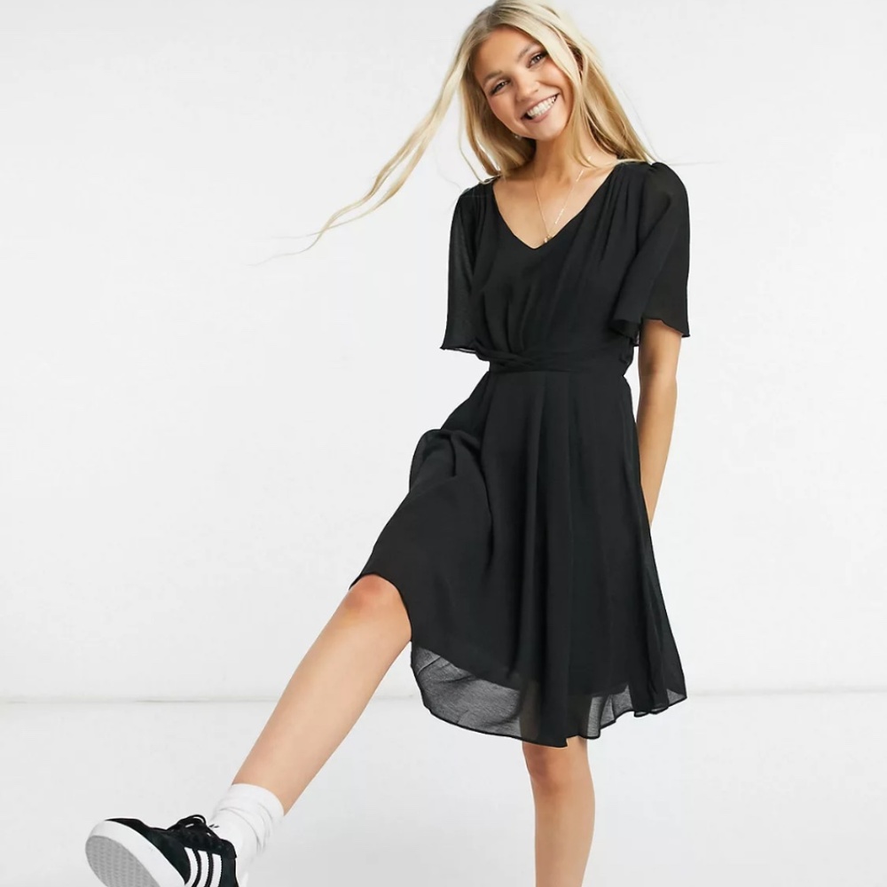 Gilli draped mini dress in black